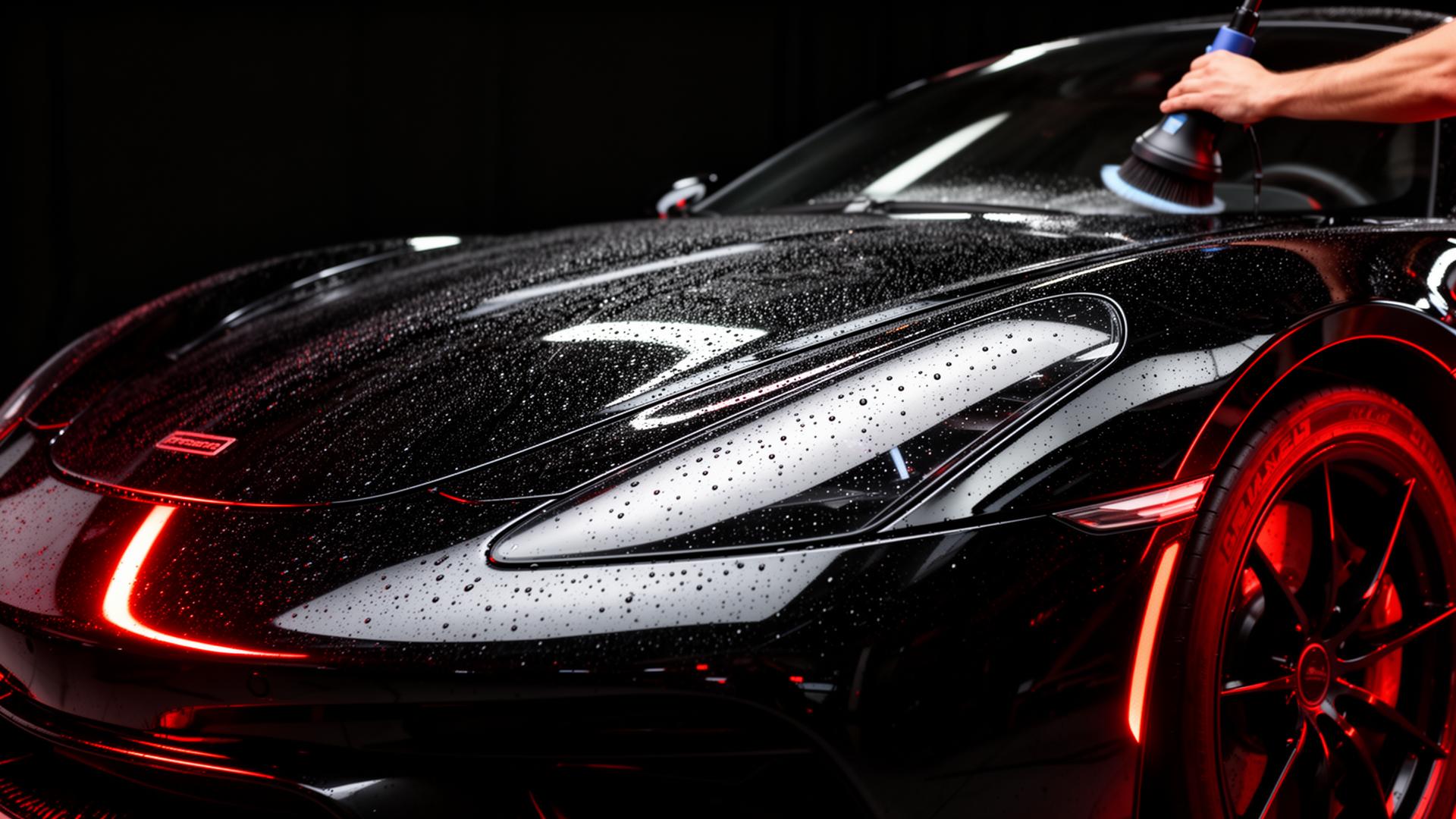 Glossy detailed black sports car